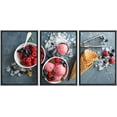 thumbnail image 1 of wall26 - 3 Piece Framed Canvas Wall Art - Raspberry Ice Cream in White Bowl Overhead Shot - Modern Home Art Stretched and Framed Ready to Hang - 16"x24"x3 BLACK, 1 of 5