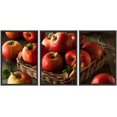 thumbnail image 1 of wall26 - 3 Piece Framed Canvas Wall Art - Raw Red Fuji Apples in a Basket - Modern Home Art Stretched and Framed Ready to Hang - 24"x36"x3 BLACK, 1 of 5