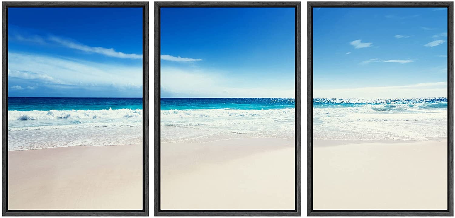 wall26 3 Piece Framed Canvas Wall Art - Seychelles Beach - Modern Home ...