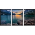 thumbnail image 1 of wall26-3 Piece Framed Canvas Wall Art - Sunset at St Mary Lake, Glacier National Park, Mt - Modern Home Art Stretched and Framed Ready to Hang - 16"x24"x3 Black, 1 of 5