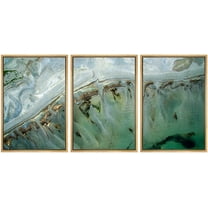 wall26 - 3 Piece Framed Canvas Wall Art - Turquoise Landscape of Tropical Sea - Modern Home Art Stretched and Framed Ready to Hang - 24"x36"x3 NATURAL