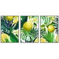 thumbnail image 1 of wall26 - 3 Piece Framed Canvas Wall Art - Vector - Seamless Pattern of Lemon, Flowers and Tropical Leaves on a White Background. - Modern Home Art Stretched and Framed Ready to Hang - 16"x24&quo, 1 of 5