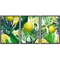 thumbnail image 1 of wall26 - 3 Piece Framed Canvas Wall Art - Vector - Seamless Pattern of Lemon, Flowers and Tropical Leaves on a White Background. - Modern Home Art Stretched and Framed Ready to Hang - 24"x36&quo, 1 of 5
