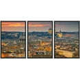 thumbnail image 1 of wall26 - 3 Piece Framed Canvas Wall Art - Wonderful View of Rome at Sunset Time with St Peter Cathedral - Modern Home Art Stretched and Framed Ready to Hang - 16"x24"x3 Black, 1 of 5