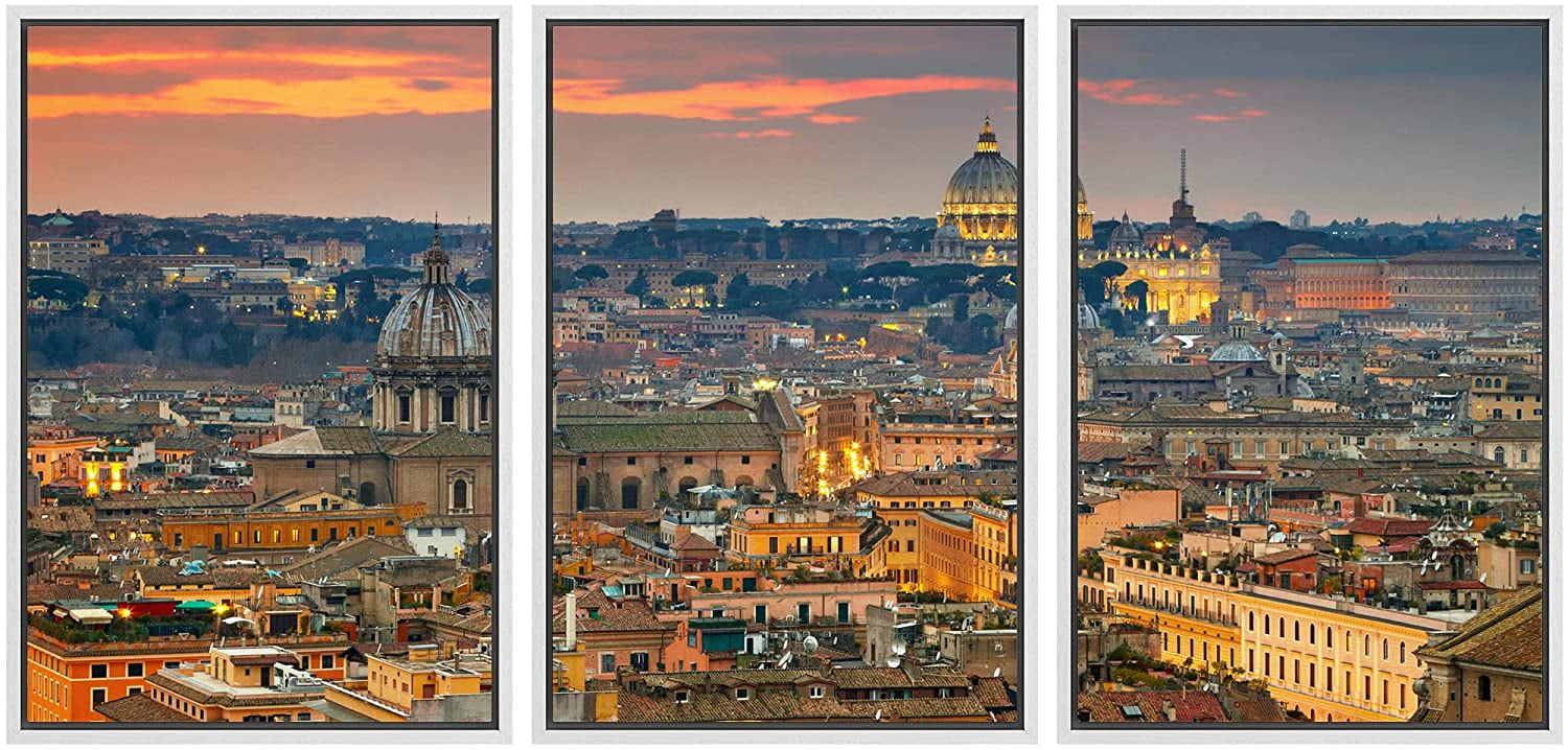 wall26 - 3 Piece Framed Canvas Wall Art - Wonderful View of Rome