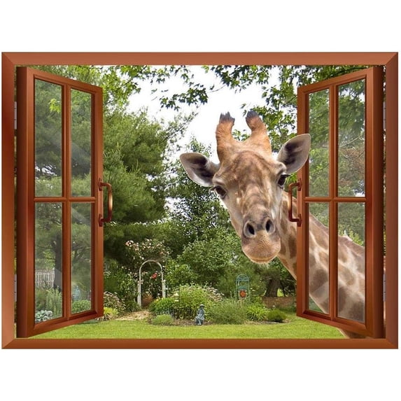 wall26 Removable Wall Sticker/Wall Mural - Cute Giant Panda Creative Window View Wall Decor (36x48 inches, Artwork - 01) 36x48 inches Artwork - 01