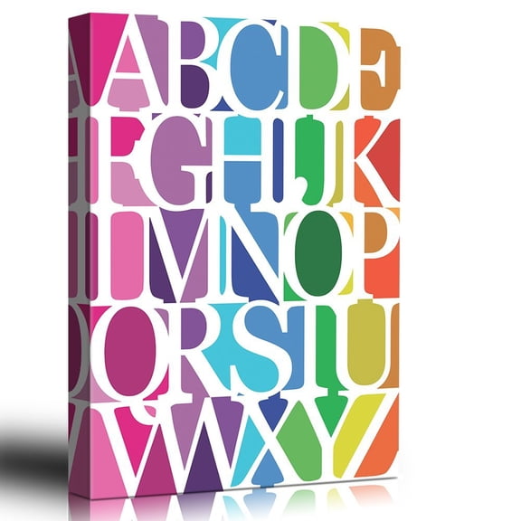 wall26 ABC's - Splashy Alphabet Image - Vertical Color Stripes - Canvas Art Home Decor - 12x18 inches