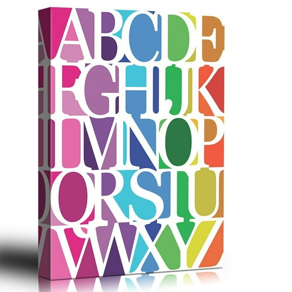 wall26 ABC's - Splashy Alphabet Image - Vertical Color Stripes - Canvas Art Home Decor - 32x48 inches