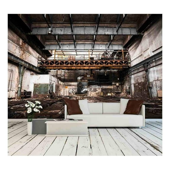 wall26 - Abandoned Industrial Interior with Bright Light - Removable Wall Mural | Self-Adhesive Large Wallpaper - 100x144 inches