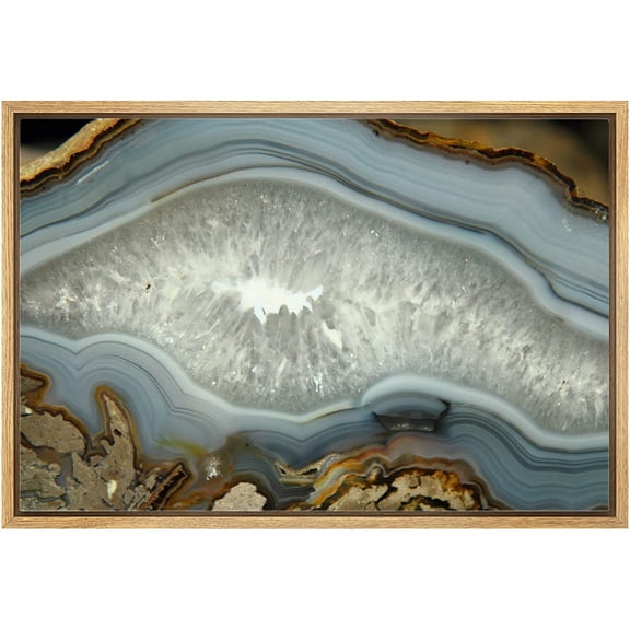 wall26 - Abstract Agate Slice Pattern Gallery - Framed Canvas Art Wall Art - 16"x24" Natural
