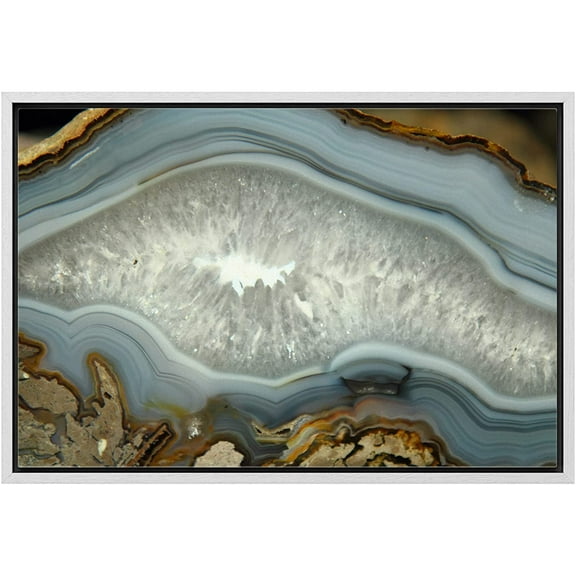 wall26 - Abstract Agate Slice Pattern Gallery - Framed Canvas Art Wall Art - 16"x24" White