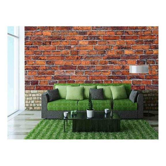 wall26 - Abstract Close-Up Red Brick Wall Background - Removable Wall Mural | Self-Adhesive Large Wallpaper - 66x96 inches