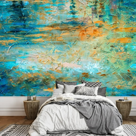 wall26 - Abstract Oil Paint Texture on Canvas - Removable Wall Mural | Self-Adhesive Large Wallpaper - 100x144 inches