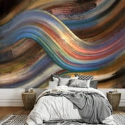 wall26 - Abstract Painting Showing a Symbolic Alternating Scenery - Removable Wall Mural | Self-Adhesive Large Wallpaper - 66x96 inches