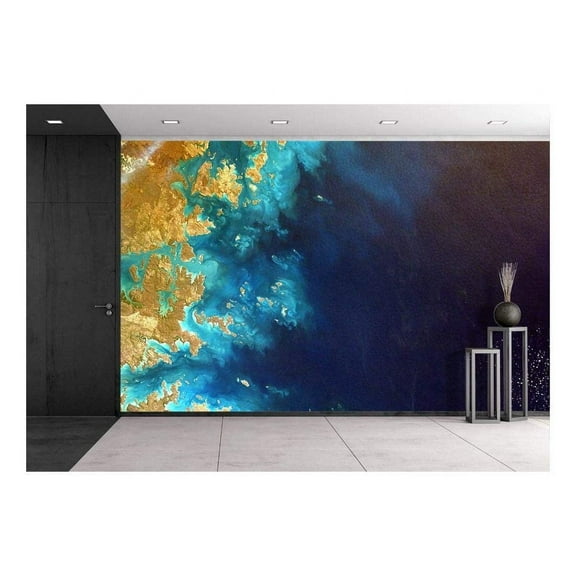 wall26 - Aerial View of Continents and The Ocean - Removable Wall Mural | Self-Adhesive Large Wallpaper - 100x144 inches