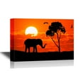 thumbnail image 1 of wall26 - African Savanna Sunset Canvas Wall Art - Elephant on African Savannah at Sunset - Gallery Wrap Modern Home Art | Ready to Hang - 32x48 inches, 1 of 3