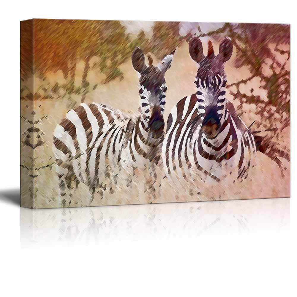 wall26 - Animal Theme Canvas Wall Art - Two Zebras on The African ...