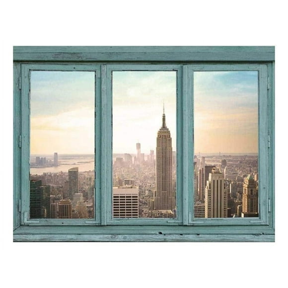 wall26 - Architectural Skyline View - Skyscrapers lit with an Early Morning Rising Sun - Empire State Building New York City - Wall Mural, Removable Sticker, Home Decor - 36x48 inches