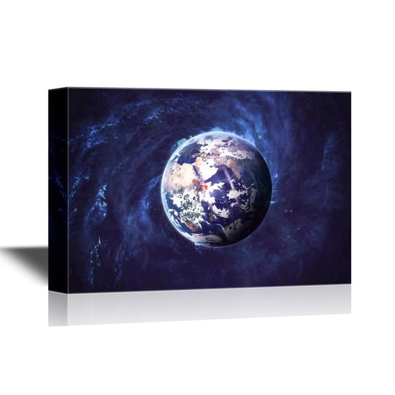 wall26 - Astronomy Canvas Wall Art - Planet Earth Viewed from Outer Space - Gallery Wrap Modern Home Art | Ready to Hang - 24x36 inches