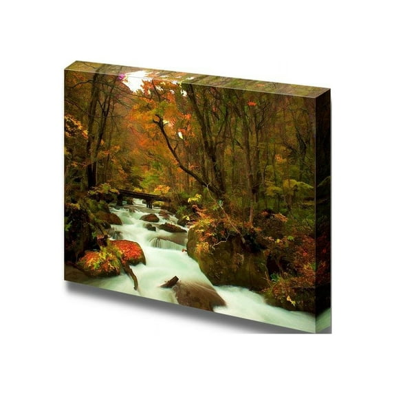 wall26 Autumn Colors of Oirase River Located at Aomori Prefecture Japan - Canvas Art Wall Art - 16" x 24"