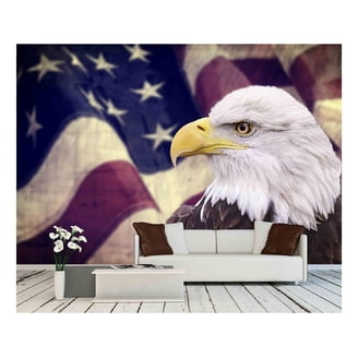 Soaring Bald Eagle American Flag Decal UV Laminated 48