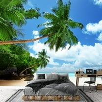 wall26 - Beach on Mahe Island in Seychelles - Removable Wall Mural | Self-Adhesive Large Wallpaper - 100x144 inches