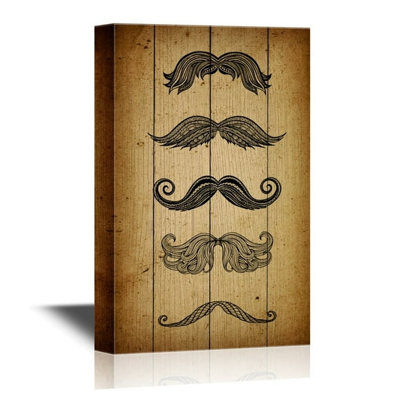 wall26 - Beard Art Canvas Wall Art - Different Types of Beards - Gallery Wrap Modern Home Art | Ready to Hang - 12x18 inches