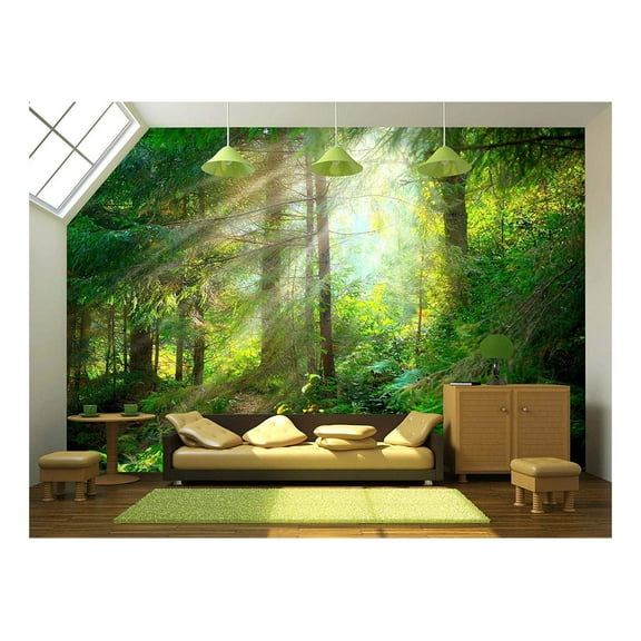 wall26 - Beautiful Forest Wallpaper- Canvas Art Wall Mural Decor - 100"x144"