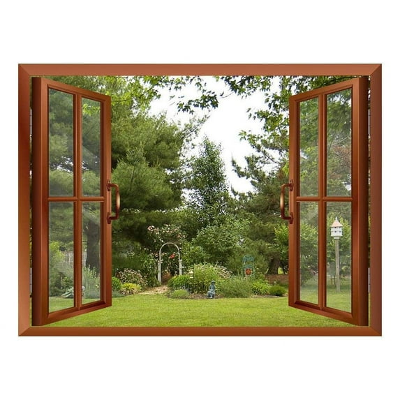 wall26 Beautiful Garden/Backyard View from Inside a Window Removable Wall Sticker/Wall Mural - 36"x48"