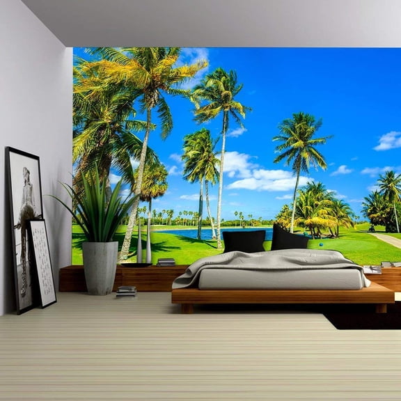wall26 - Beautiful Golf Course Landscape in Miami. - Removable Wall Mural | Self-Adhesive Large Wallpaper - 66x96 inches