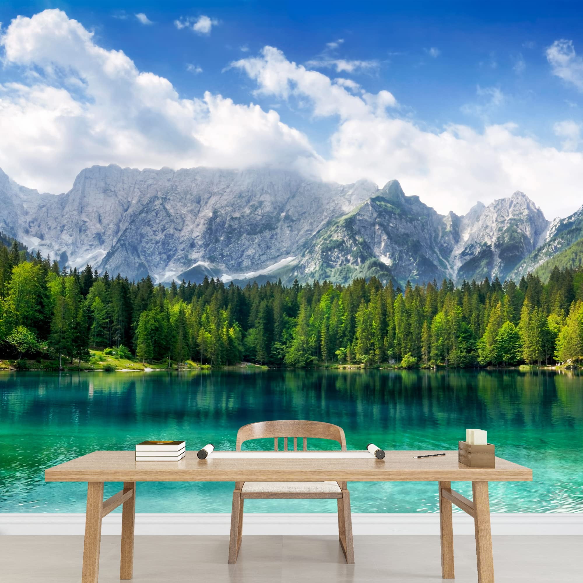 wall26 - Beautiful Landscape with Turquoise Lake, Forest and