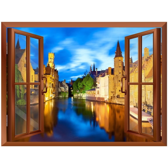 wall26 Beautiful Scenery/Landscape Venice,Italy View from Inside a Window Removable Wall Sticker/Wall Mural - 24"x32"