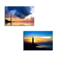 thumbnail image 1 of wall26 Beautiful Scenery of Red Dramatic Sunset with Lighthouse on Island in Sea - Canvas Art Wall Art - 16"x24" x 2 Panels, 1 of 4
