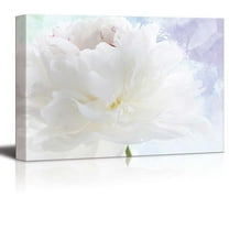 wall26 Beautiful White Flower on a Blue and Purple Watercolor Background - Canvas Art Home Art - 16x24 inches