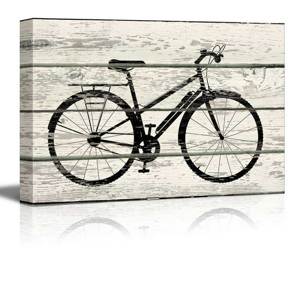 wall26 - Bicycle/Bike Silhouette Artwork - Rustic Canvas Wall Art Home Art - 12x18 inches