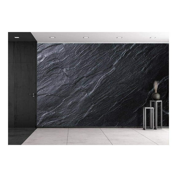 wall26 - Black Stone Background - Removable Wall Mural | Self-Adhesive Large Wallpaper - 100x144 inches