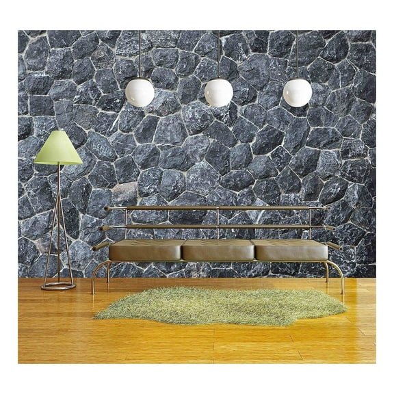 wall26 - Black Stone Texture - Removable Wall Mural | Self-Adhesive Large Wallpaper - 66x96 inches
