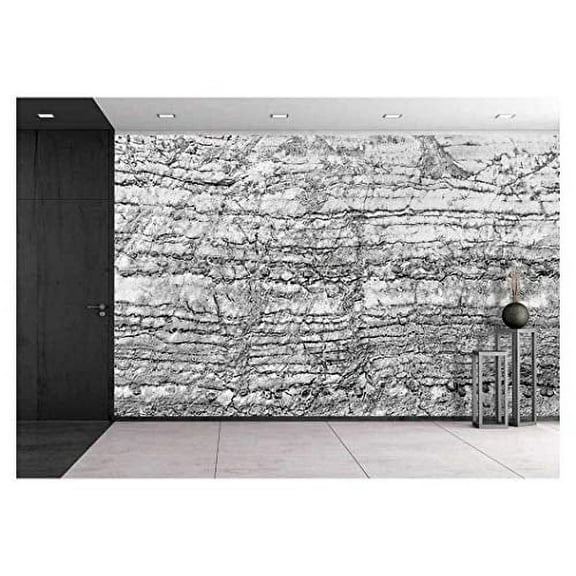 wall26 - Black and White Cracked Stone Pattern for The Best Texture and Design Artwork - Removable Wall Mural | Self-Adhesive Large Wallpaper - 100x144 inches