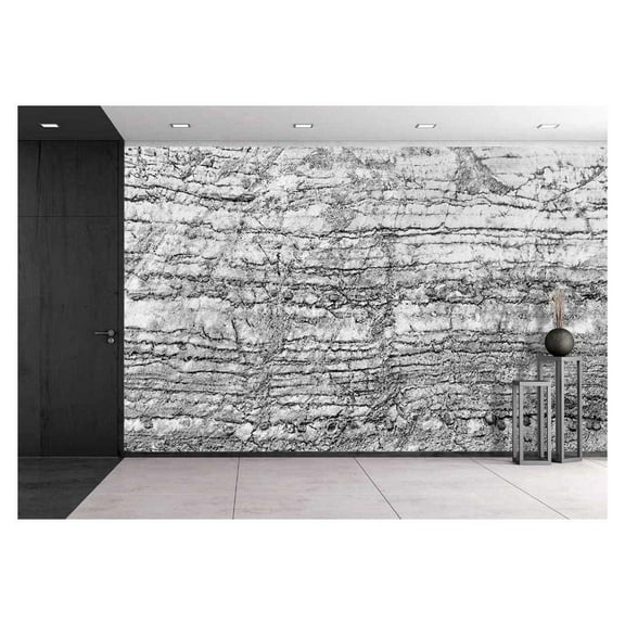 wall26 - Black and White Cracked Stone Pattern for The Best Texture and Design Artwork - Removable Wall Mural | Self-Adhesive Large Wallpaper - 66x96 inches