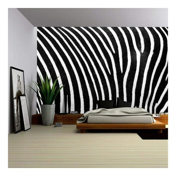 wall26 - Black and White Texture of Zebra Skin - Removable Wall Mural | Self-Adhesive Large Wallpaper - 100x144 inches