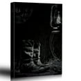 thumbnail image 1 of wall26 - Black and White Vintage Styled Portrait of Cowboy Boots and a Lantern - Canvas Art Home Art - 32x48 inches, 1 of 4
