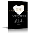 thumbnail image 1 of wall26 - Black and White with Gold Quote - Love Conquers All by Virgil - Canvas Art Home Art - 32x48 inches, 1 of 4