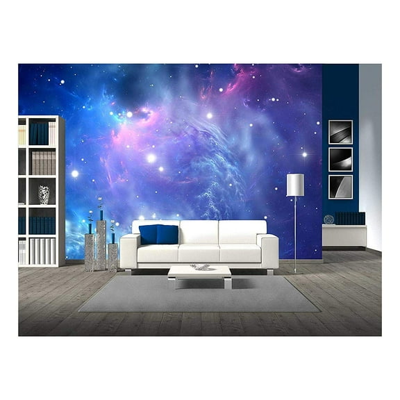 wall26 - Blue Space Nebula - Removable Wall Mural | Self-Adhesive Large Wallpaper - 100x144 inches
