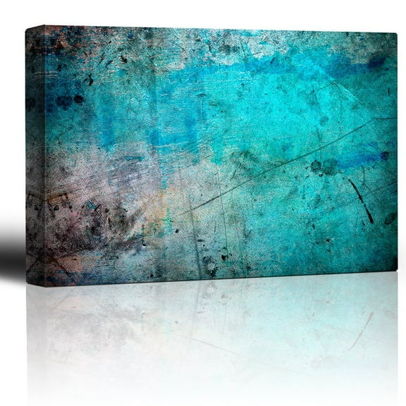 wall26 - Blue and Splatter Ink on Grunge Watercolor Paint Background - Giclee Print Abstract Canvas Wall Art Rustic Home Art - 32x48 inches