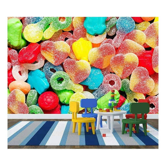 wall26 - Border of Colorful Jelly Candies - Removable Wall Mural | Self-Adhesive Large Wallpaper - 66x96 inches
