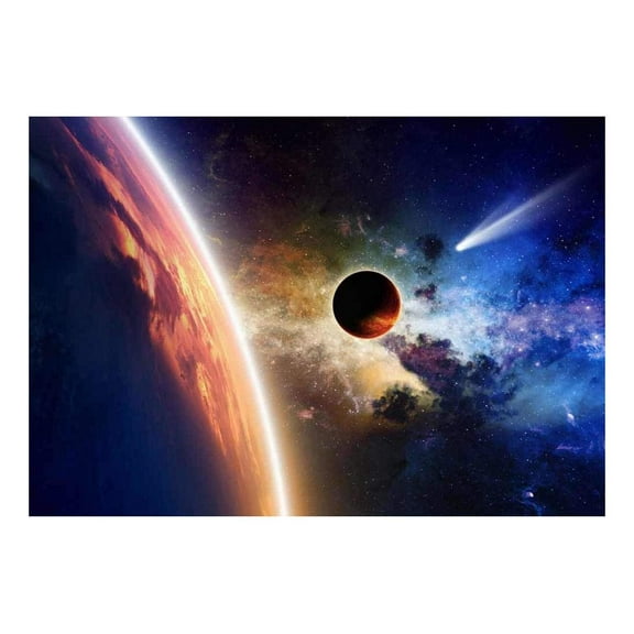 wall26 - Bright Atmosphere of a Massive Alien Planet and a Streaking Comet- Wall Mural, Removable Sticker, Home Decor - 66x96 inches