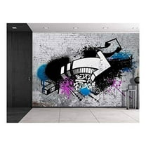 wall26 - Musical Grunge with Spray Background - Removable Wall Mural |  Self-Adhesive Large Wallpaper - 66x96 inches