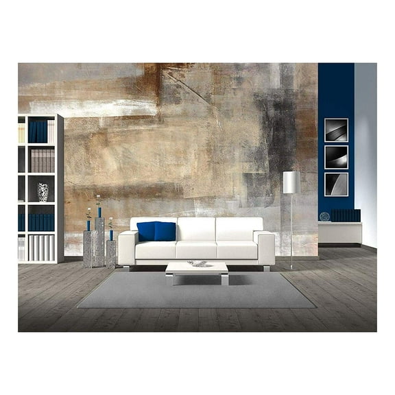 wall26 - Brown and Beige Abstract Art Painting - Removable Wall Mural | Self-Adhesive Large Wallpaper - 66x96 inches