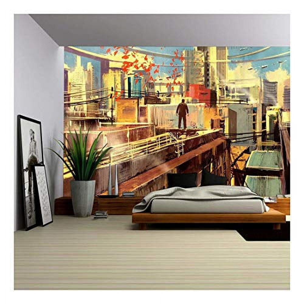 wall26 Business Man Standing on The Rooftop of a Skyscraper Over a