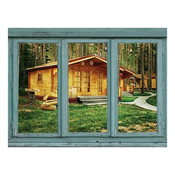 wall26 - Cabins in a Rustic Campground - Forest Getaway - Wall Mural, Removable Sticker, Home Decor - 36x48 inches